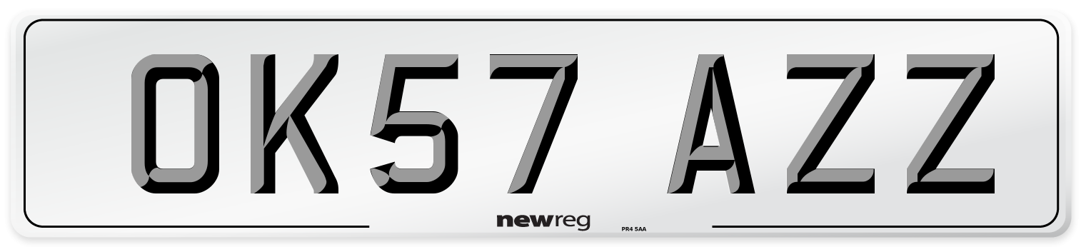 OK57 AZZ Number Plate from New Reg